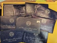 Ten, mixed, GEM Brilliant Uncirculated SILVER BLUE IKE sets