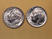 ERRORS! Two Brilliant Uncirculated Roosevelt Dimes