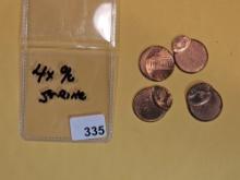 ERRORS! Four off-struck Lincoln cents