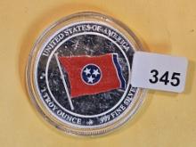 One Troy ounce .999 fine silver Proof art Round