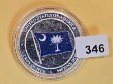 One Troy ounce .999 fine silver Proof art Round