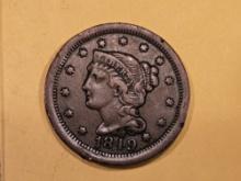 1849 Braided Hair Large cent
