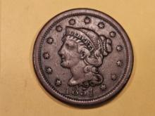 1851 Braided Hair Large cent