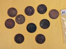 Ten Mixed Large cents