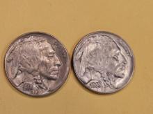 Pair of Brilliant Uncirculated 1938-D Buffalo Nickels