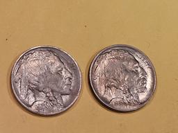 Two Buffalo Nickels in Bright About Uncirculated - 58