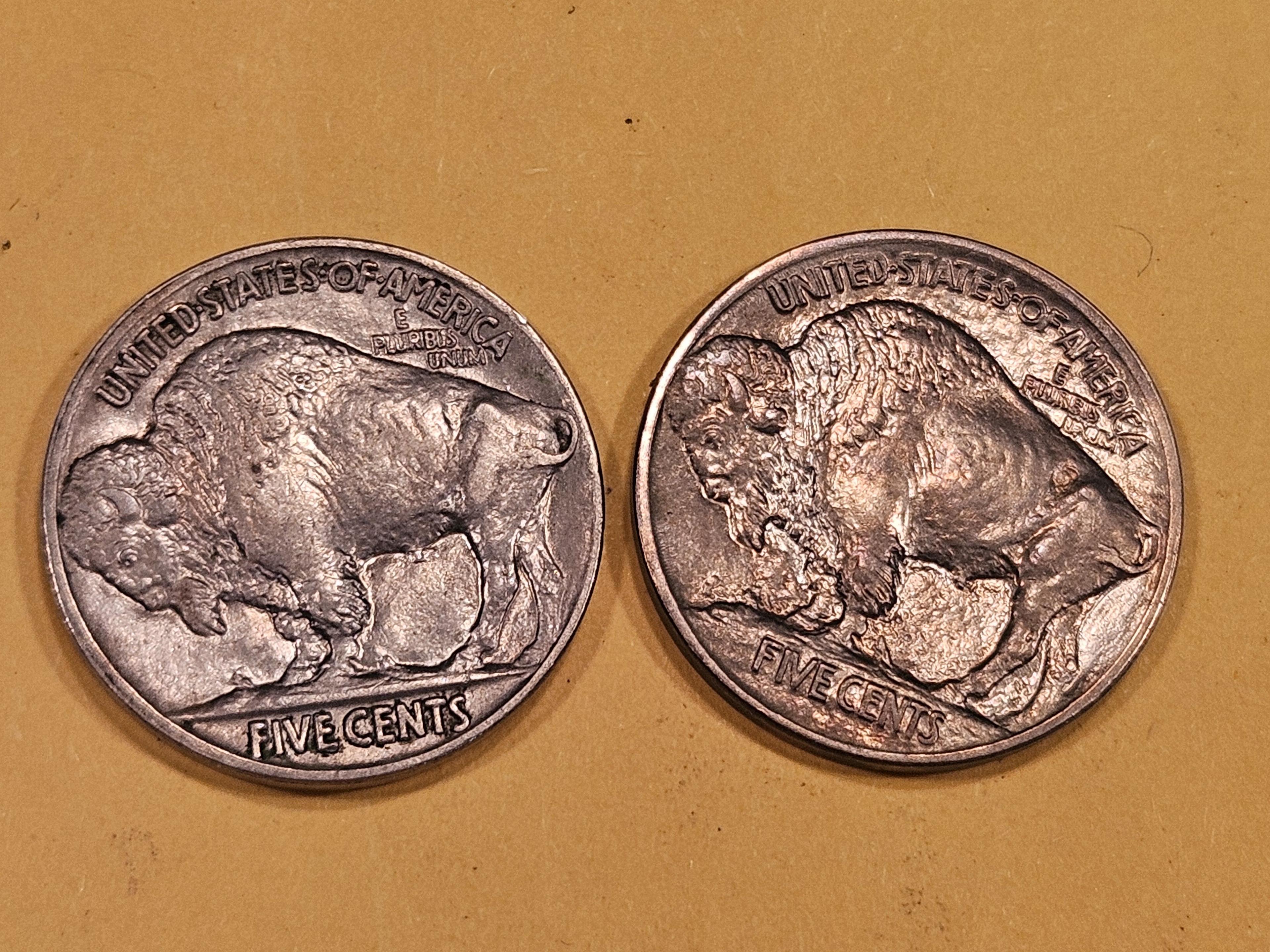 Two Buffalo Nickels in Bright About Uncirculated - 58