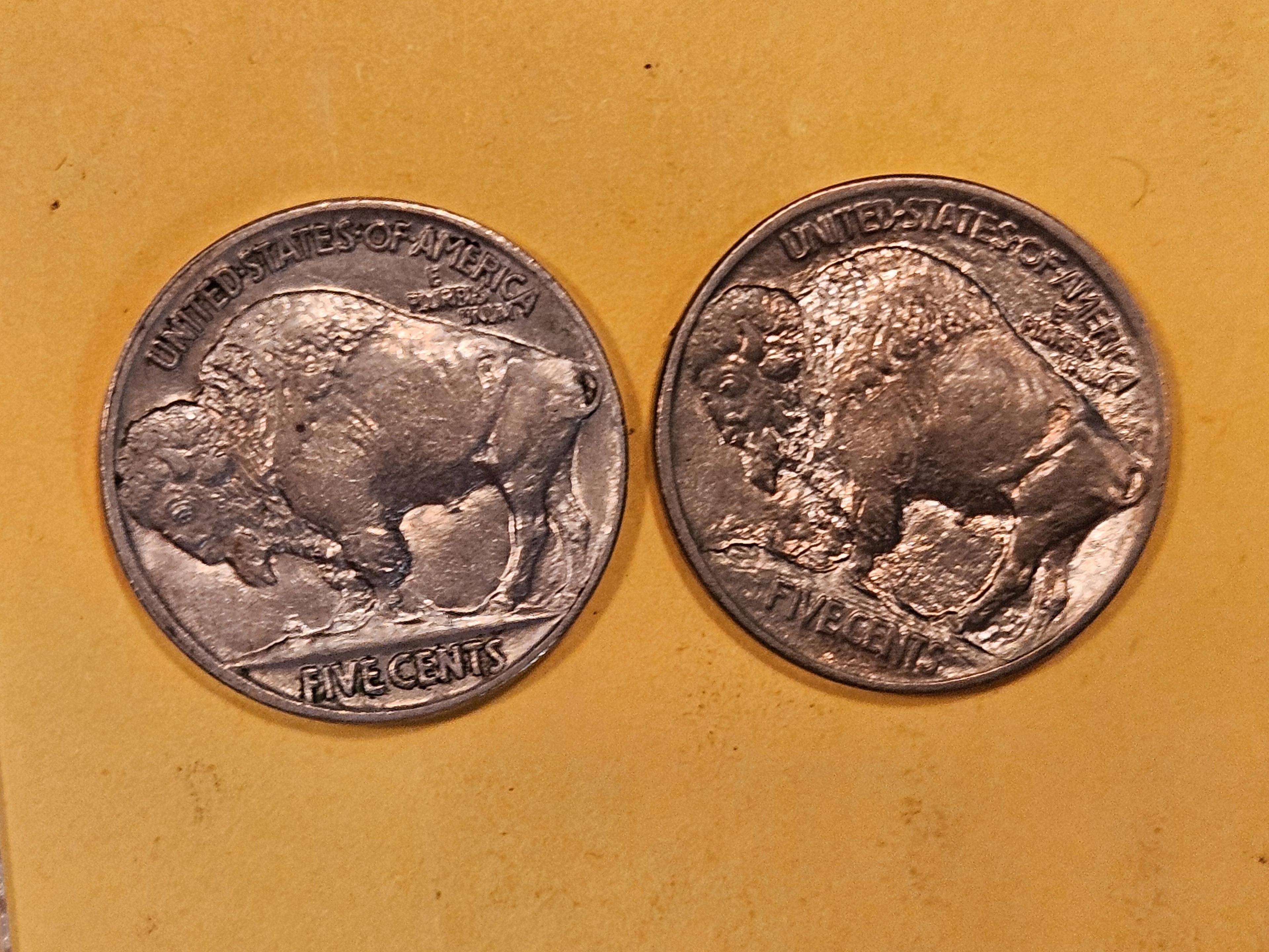Two Buffalo Nickels in Bright About Uncirculated - 58