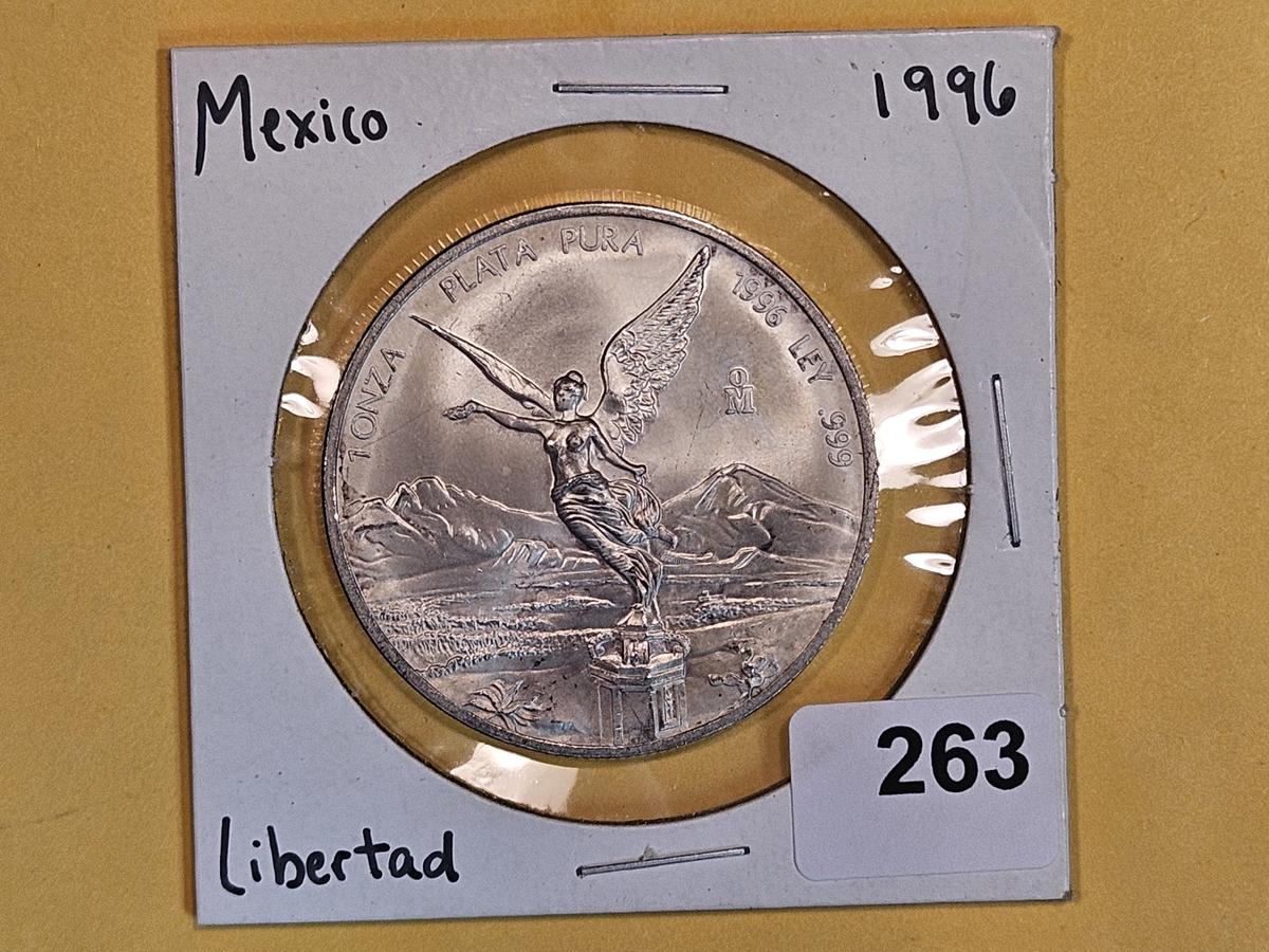 GEM Brilliant uncirculated 1996 Mexico Silver Onza