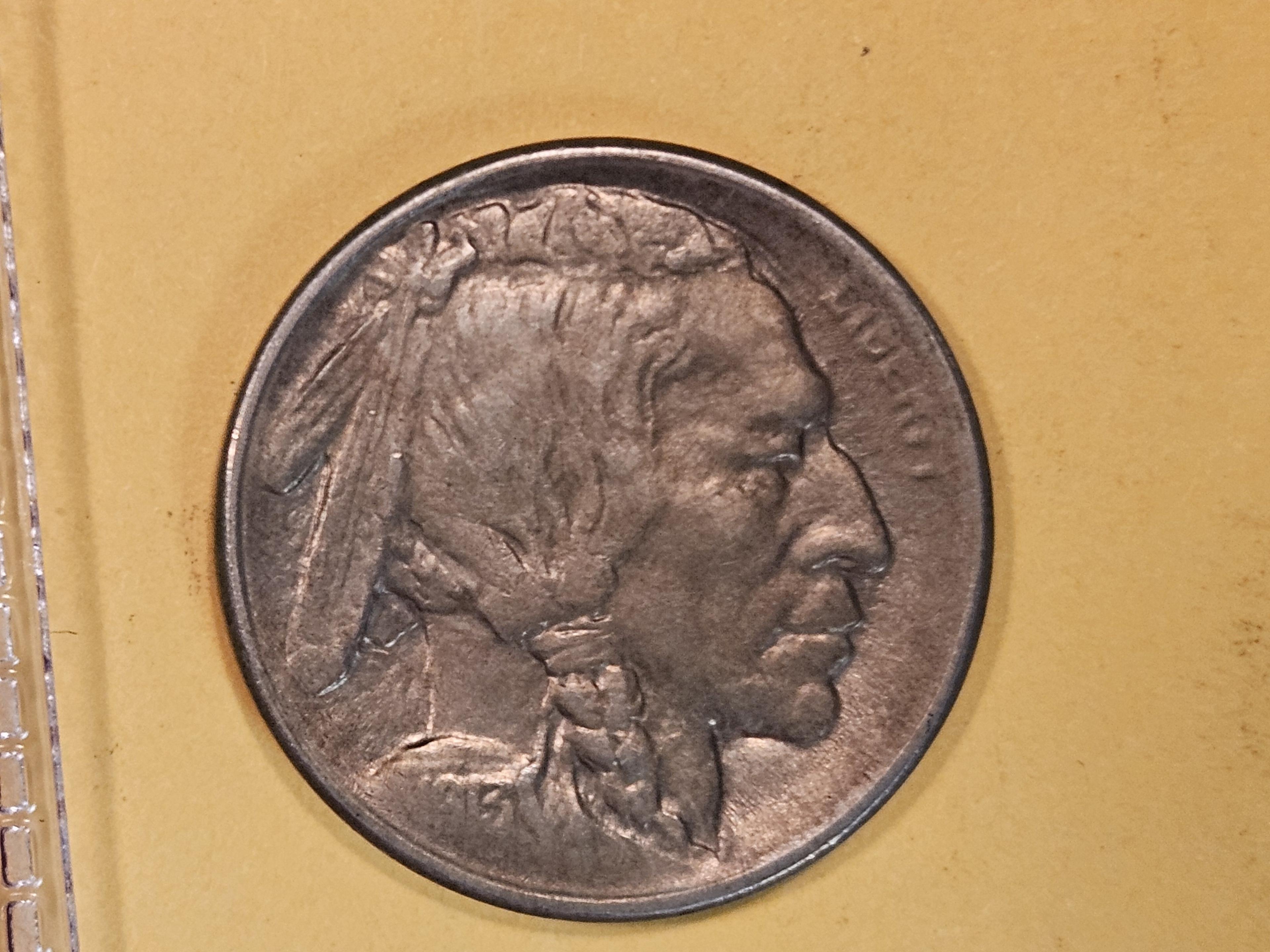 Semi-Key 1913-S Type 1 Buffalo Nickel in About Uncirculated ++