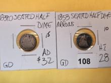 1839-O and 1853 Seated Liberty Half Dimes