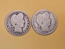 Two Better Date Barber Quarters in Good