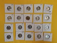 Twenty proof Silver Washington Quarters