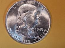 Choice Brilliant Uncirculated 1949-D Franklin half Dollar FBL