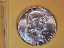 Brilliant Uncirculated 1951-S Franklin half Dollar