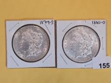 Two Bright About Uncirculated PLus Morgan Silver Dollars