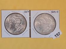 Two Bright About Uncirculated PLus Morgan Silver Dollars