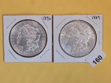 Two Bright About Uncirculated PLus Morgan Silver Dollars