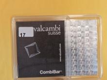 SILVER! VALCAMBI Suisse 100 GRAM .999 fine silver Combibar