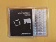 SILVER! VALCAMBI Suisse 100 GRAM .999 fine silver Combibar