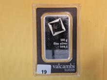 SILVER! VALCAMBI Suisse 100 GRAM .999 fine silver Bar