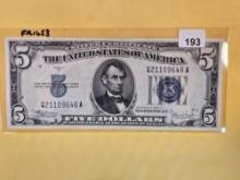 Crisp AU-UNC 1934-C Five Dollar Silver Certificate