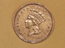 GOLD! 1862 Gold Dollar in About Uncirculated - details