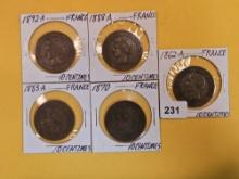 Five better date French coins