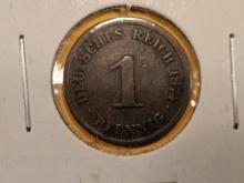 Better date 1874-H German one pfennig