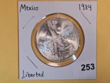 GEM Brilliant uncirculated 1984 Mexico Silver Onza
