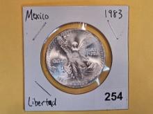 GEM Brilliant uncirculated 1983 Mexico Silver Onza