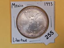 GEM Brilliant uncirculated 1993 Mexico Silver Onza