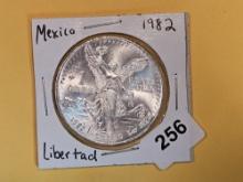 GEM Brilliant uncirculated 1982 Mexico Silver Onza