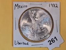 GEM Brilliant uncirculated 1982 Mexico Silver Onza