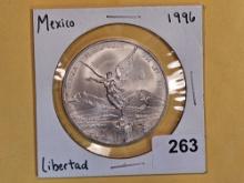 GEM Brilliant uncirculated 1996 Mexico Silver Onza