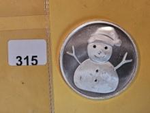 One Troy ounce .999 fine silver Proof art round