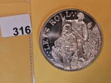 One Troy ounce .999 fine silver Proof art round