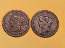 1841 and 1842 Braided Hair Large Cents