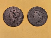 1817 and 1818 Coronet Head Large Cents