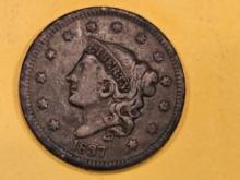 1837 Beaded Cord Large Cent