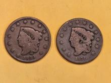 1829 and 1830 Coronet Head Large Cents