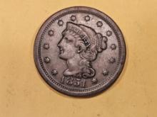 1851 Braided Hair Large Cent
