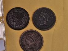 1850, 1852 and 1854 Braided Hair Large Cents