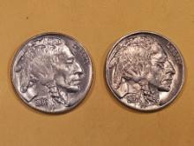 Two Brilliant Uncirculated Buffalo Nickels