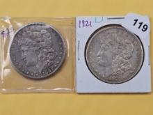 Two Morgan Silver Dollars