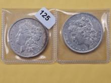 Two Circulated Morgan Silver Dollars