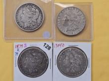 Four Circulated Morgan Silver Dollars