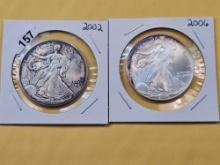 Two GEM Brilliant Uncirculated American Silver Eagles