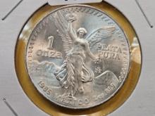 GEM Brilliant Uncirculated 1985 Mexico Silver Onza
