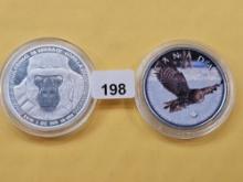 Two World One Troy Ounce .999 Fine Silver Commemorative Coins